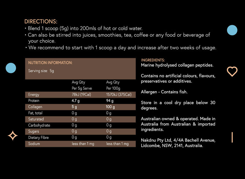 Nakdnu Collagen Unflavoured Ingredients panel